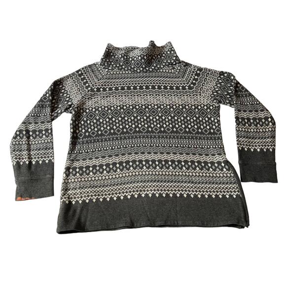 T by Talbots Mock Neck Knit Pullover Sweater Size Medium Petite Geometric Cozy - Picture 1 of 10